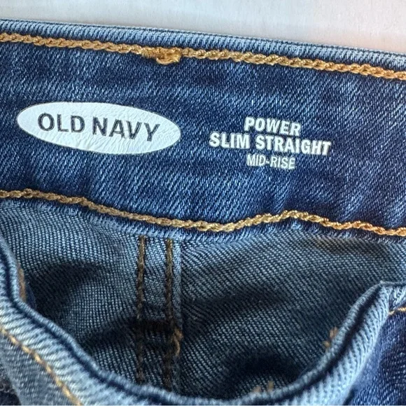 Old Navy Power Slim Straight Jeans – Women’s Size 12 – Mid-Rise Distressed Denim - Picture 9 of 11